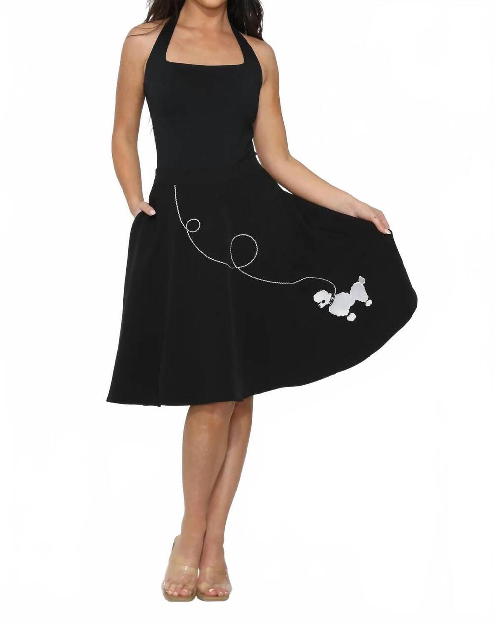 NEW ORCHID BLOOM embroidered poodle skirt in black white